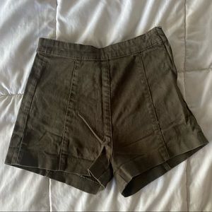 h&m olive high-waisted shorts